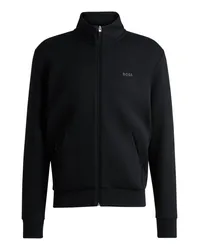 HUGO BOSS Sweatjacke mit Stehkragen und Label-Schriftzug Schwarz