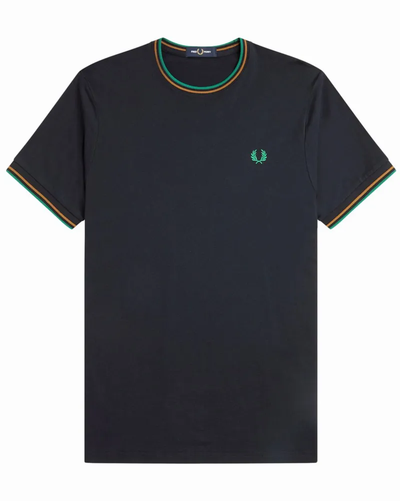 Fred Perry Softes T-Shirt mit Logo-Stickerei und Kontrastbündchen in Marine