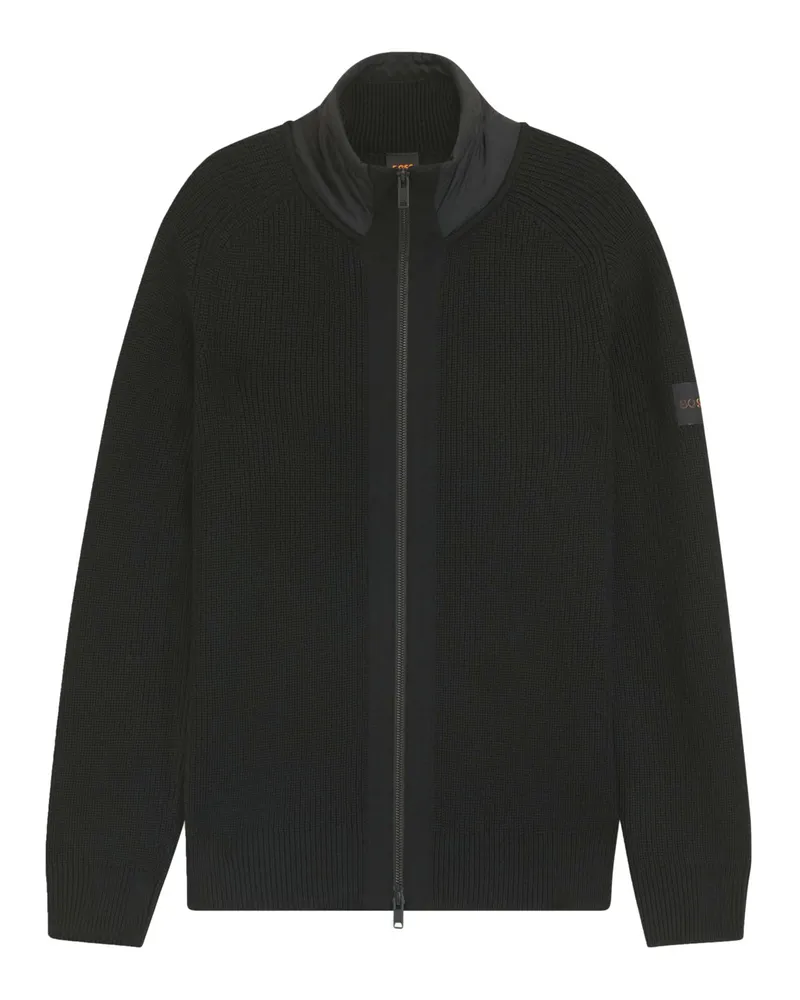 HUGO BOSS Heavy-Strickjacke aus einem Schurwoll-Mix in Schwarz