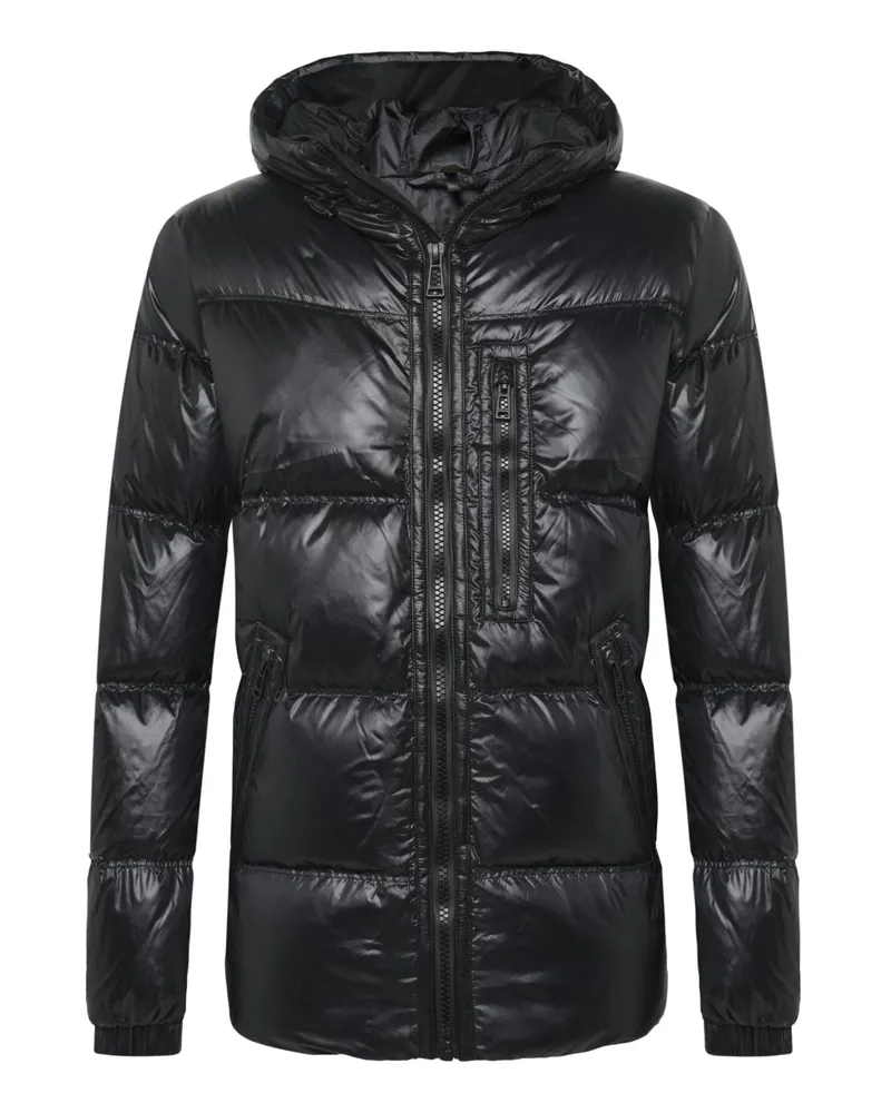 Belstaff Gesteppte Daunenjacke Atlas in Glanz-Optik mit Kapuze in Schwarz