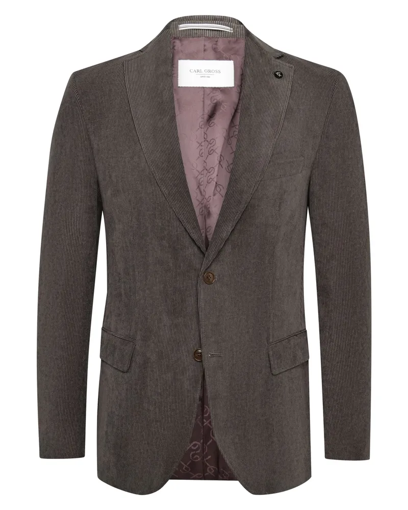 Carl Gross Einreihiges Cord-Sakko Theo mit fallendem Revers, Modern Fit in Braun