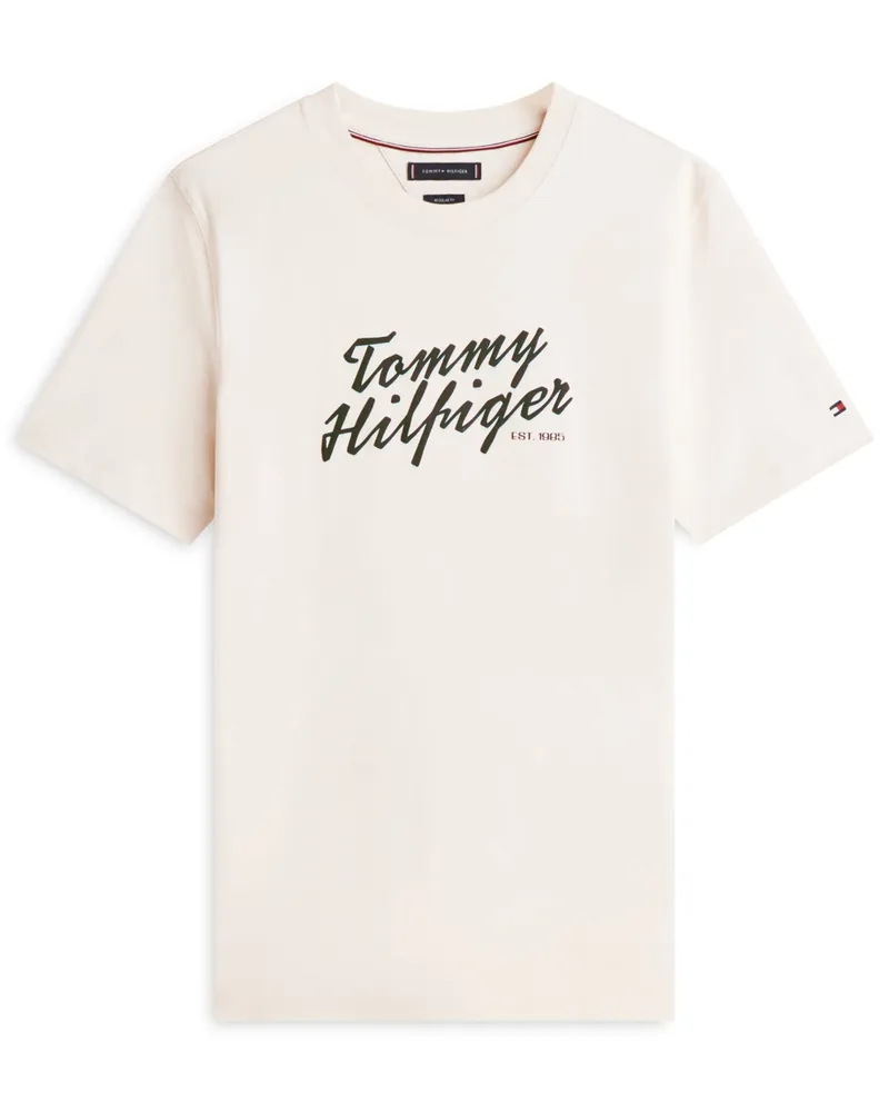 Tommy Hilfiger Baumwoll-T-Shirt mit Label-Schriftzug, Regular in Offwhite