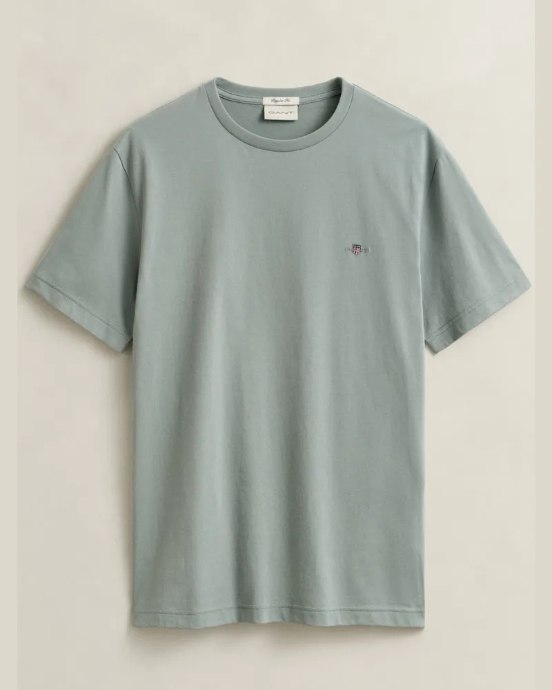 Gant Leichtes T-Shirt mit Logo-Stickerei, Regular Fit in Hellgrün