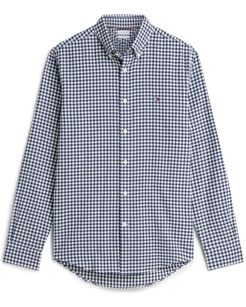 Tommy Hilfiger Flanellhemd mit Karomuster und Logo-Stickerei, Regular Fit in Marine