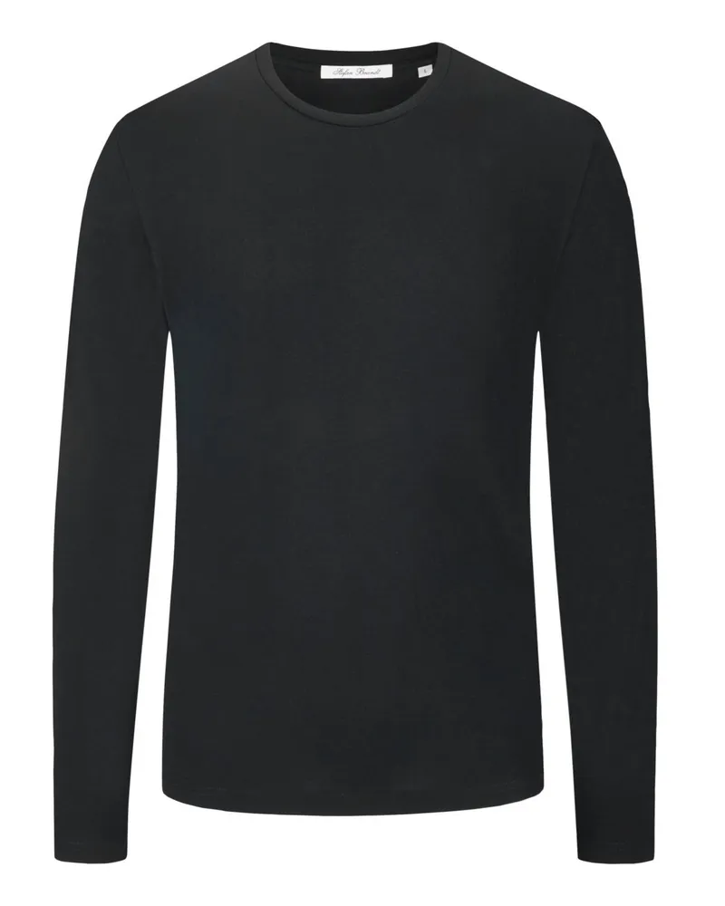 Stefan Brandt Unifarbenes Longsleeve in Jersey-Qualität Schwarz