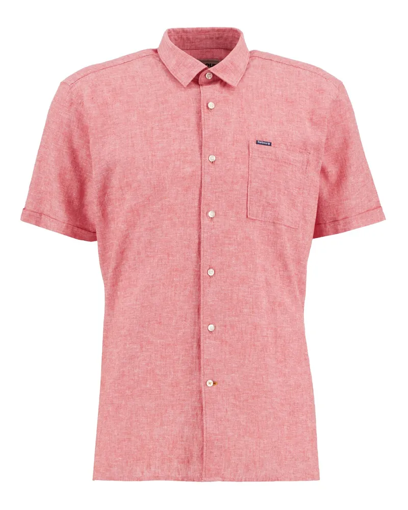 Barbour Kurzarmhemd aus Leinen und Baumwolle, Regular Fit in Rot