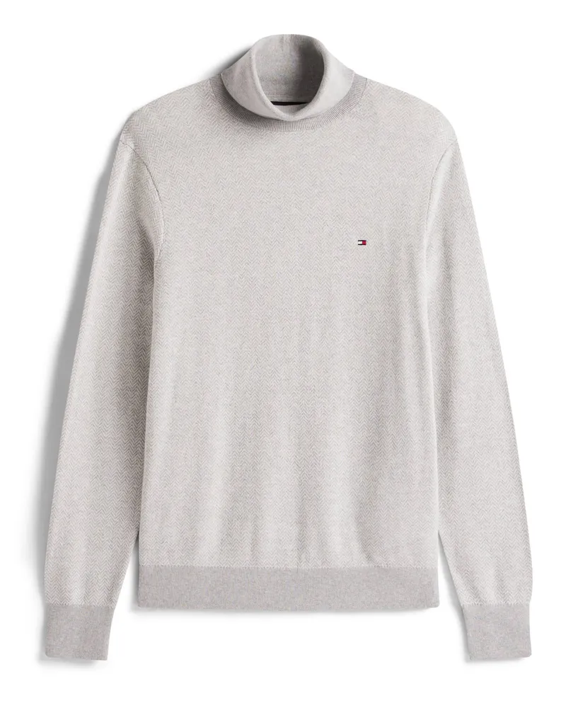 Tommy Hilfiger Rollkragenpullover mit Kaschmiranteil und Logo-Aufnäher in Grau