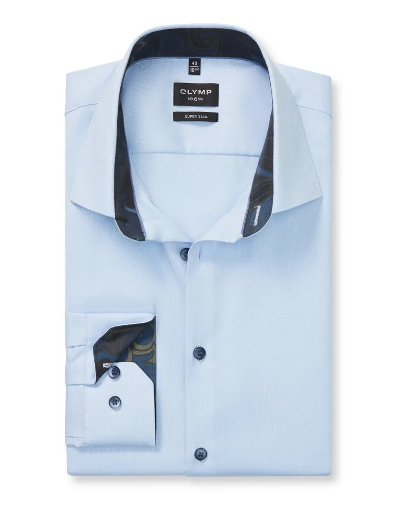 Olymp No. Six, Super Slim, Hemd mit Stretchanteil in Hellblau