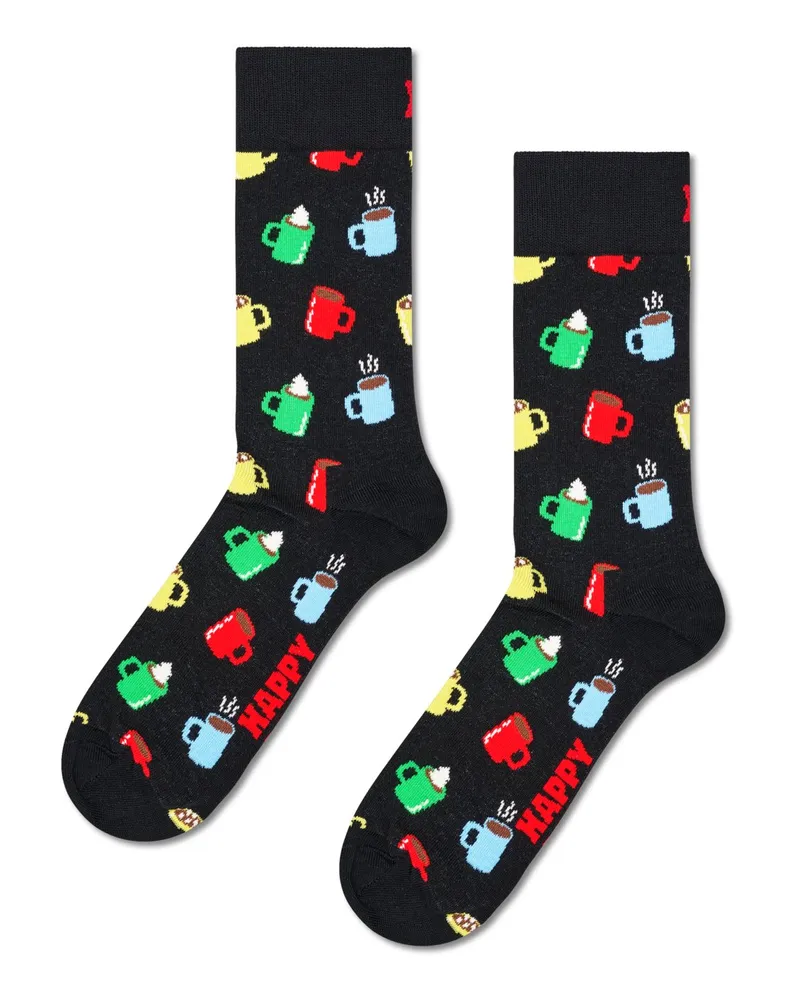 Happy Socks Socken mit Hot Chocolate-Motiven in Schwarz