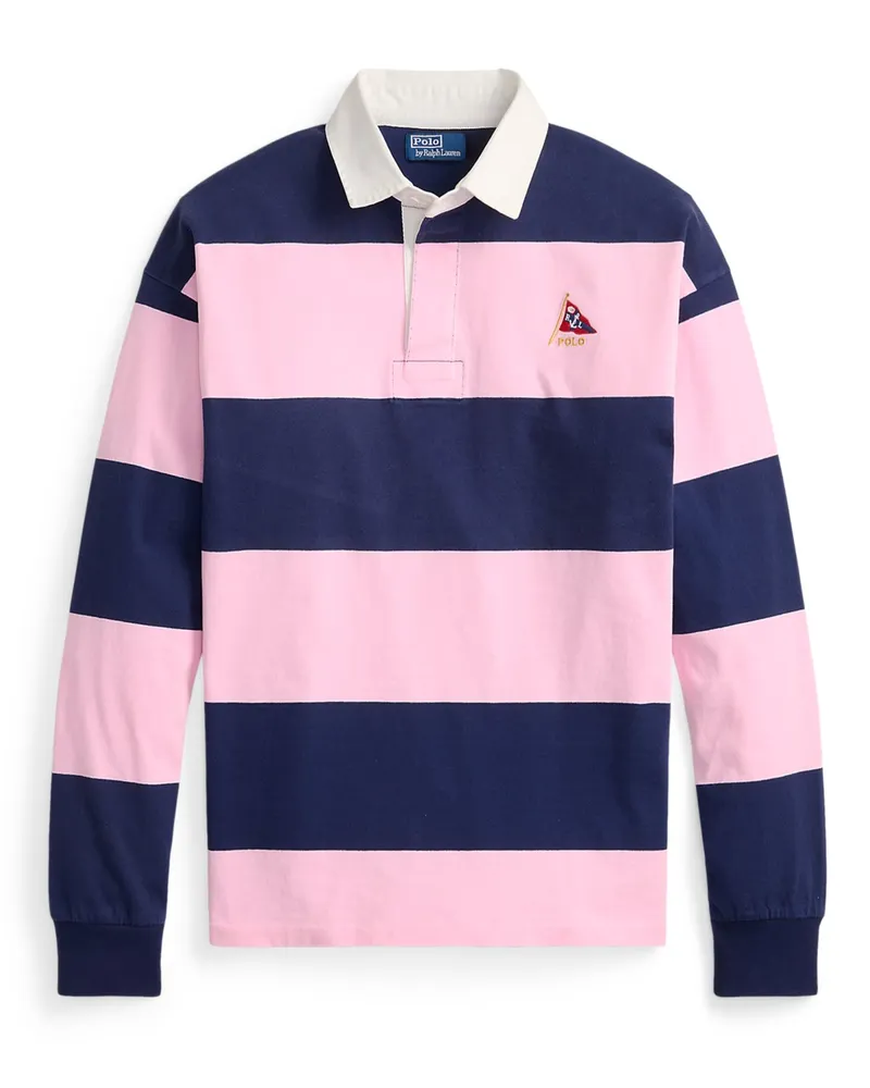 Ralph Lauren Rugbyshirt aus Baumwolle mit Logo-Stickerei, The Big Fit in Rosenrot