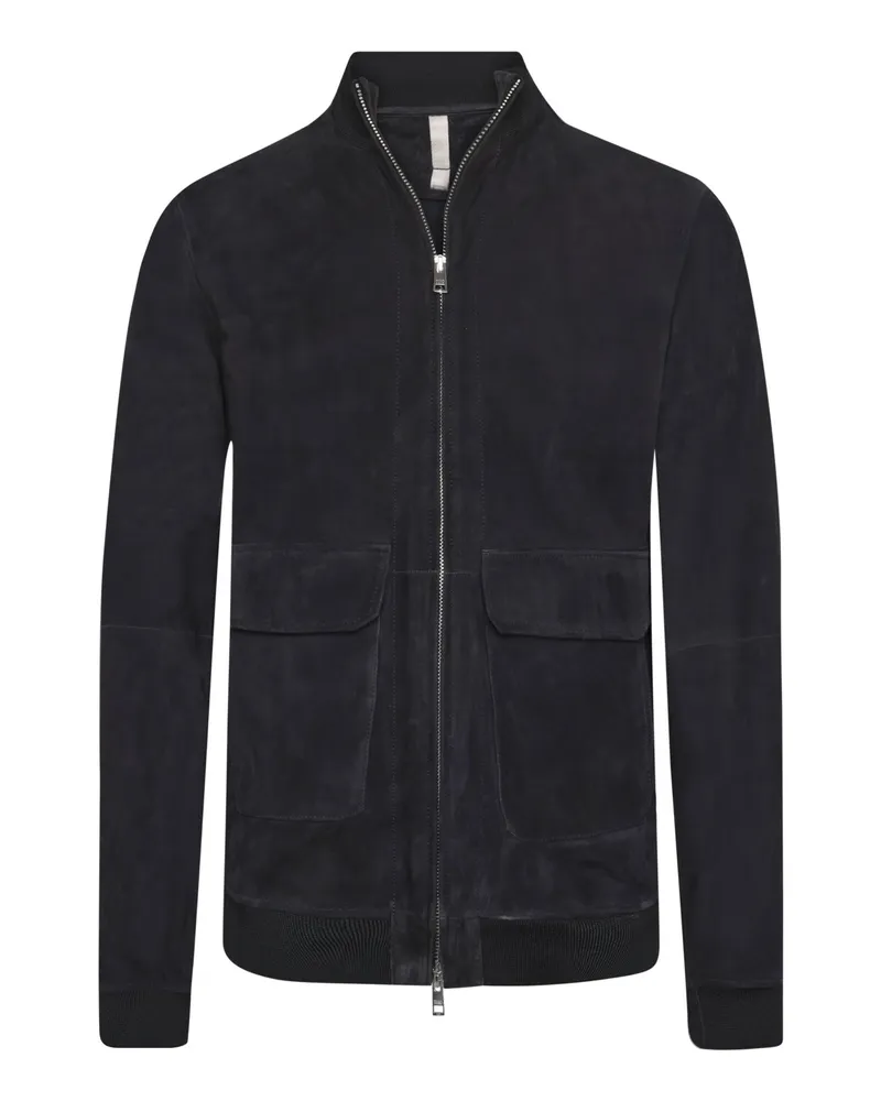 DUNO Blouson aus weichem Ziegenveloursleder mit Stehkragen in Marine