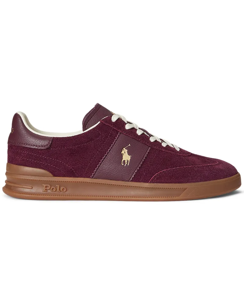 Ralph Lauren Sneaker Aera aus Veloursleder mit Logo-Aufnäher in Rot