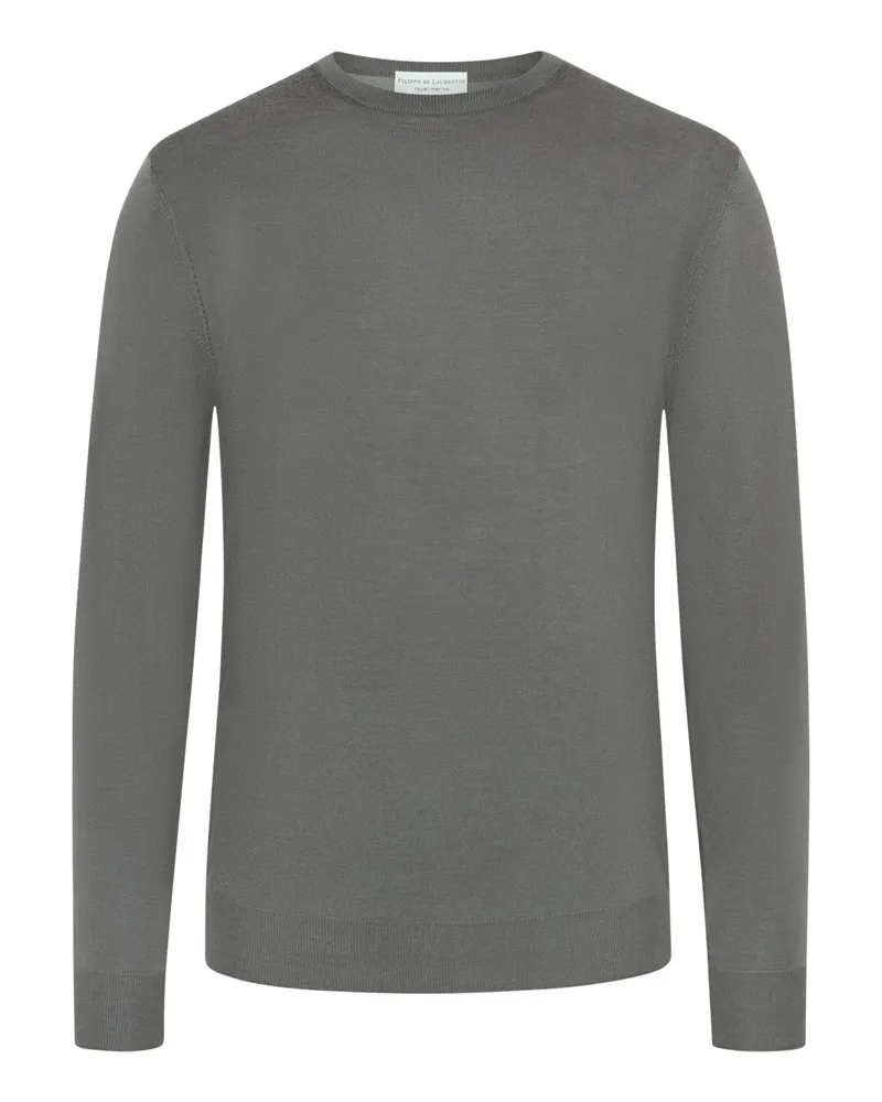 Filippo de Laurentiis Leichter Rundhals-Pullover aus Super 120 Merinowolle in Beige