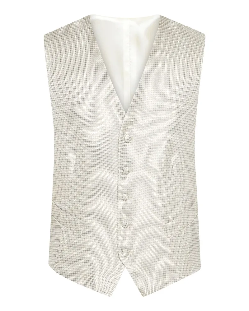 Sartoria Latorre Einreihige Anzugweste aus Seide mit V-Ausschnitt in Beige