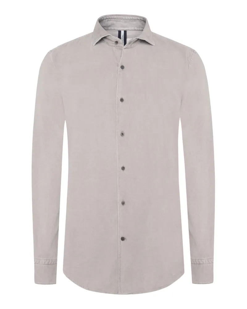 Profuomo Unifarbenes Hemd aus Baumwollcord mit Kentkragen in Beige