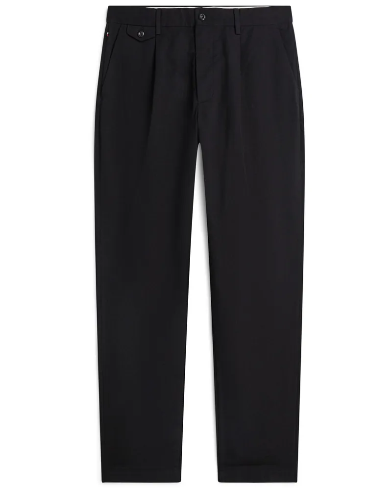 Tommy Hilfiger Chino Harlem aus einem Baumwoll-Mix mit Bundfalte, Regular Fit in Schwarz