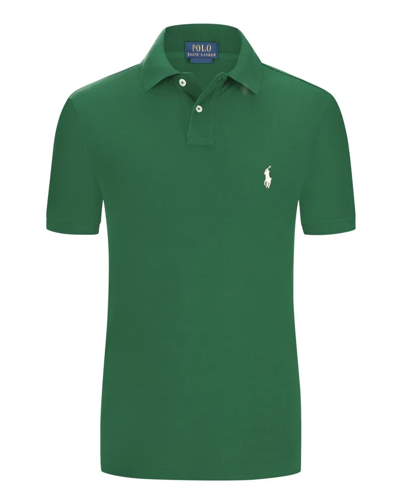 Ralph Lauren Piqué-Poloshirt mit Polosreiter-Stickrei, Custom Slim Fit in Tanne