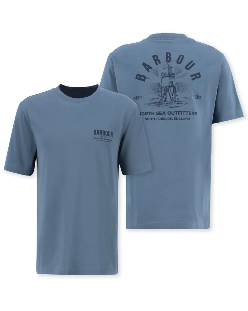 Barbour T-Shirt mit beidseitigem Print, Relaxed Fit in Blau
