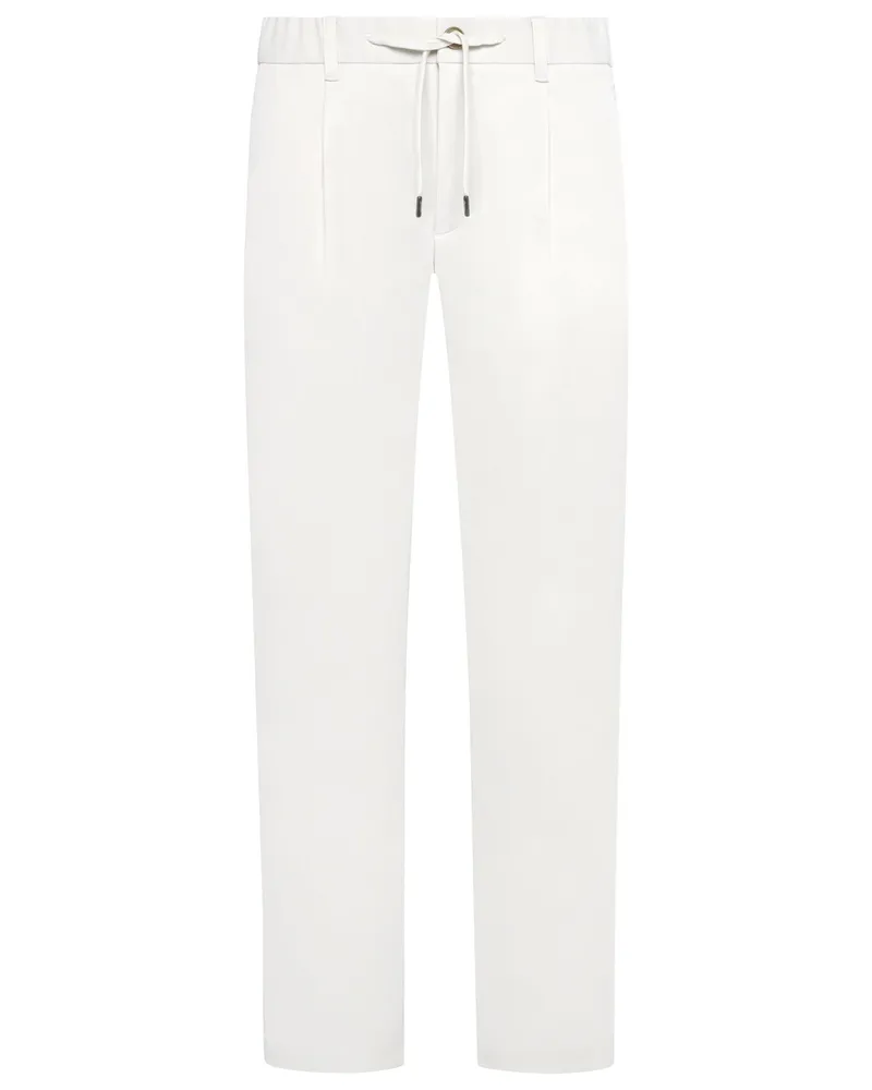 Herno Glatte Chino mit Bundfalte und Dehnbund in Offwhite