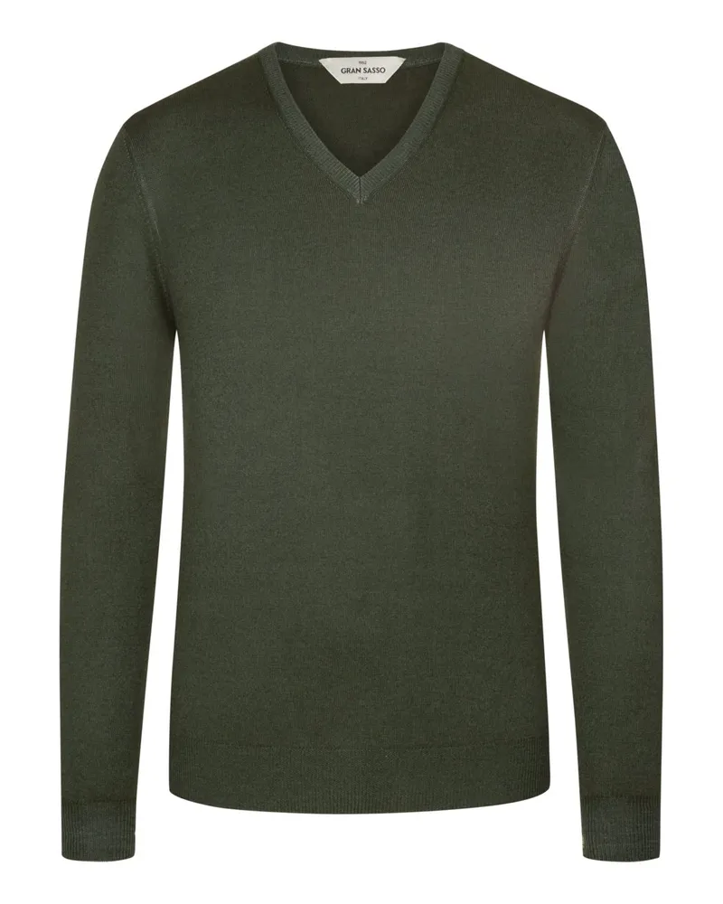 Gran Sasso Leichter Pullover mit V-Ausschnitt in Washed-Optik in Grün