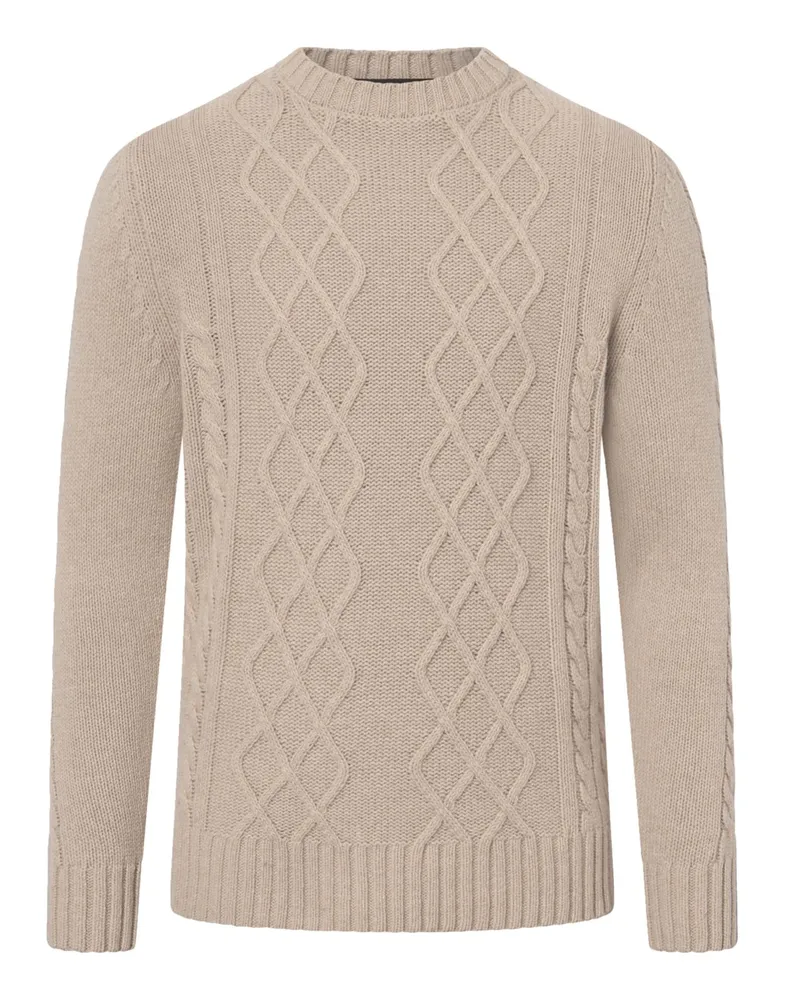 windsor. Kaschmirpullover mit Zopfstrickmuster, Regular Fit in Beige
