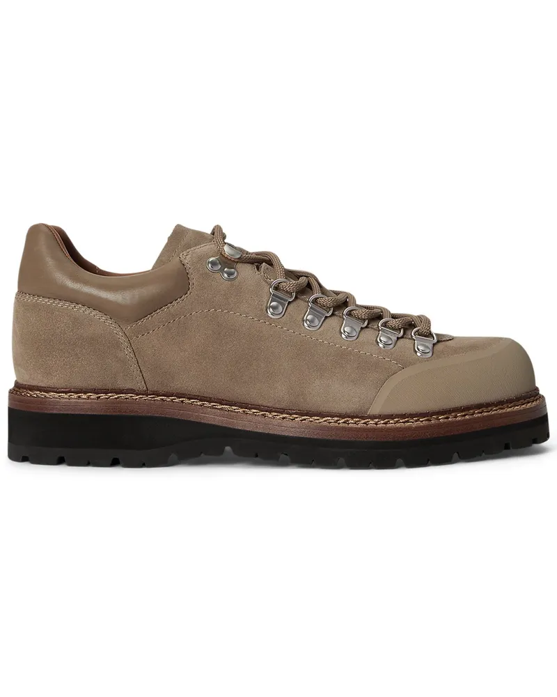 Ralph Lauren Niedrige Veloursleder-Stiefelette mit Ösenschnürung in Hellbraun