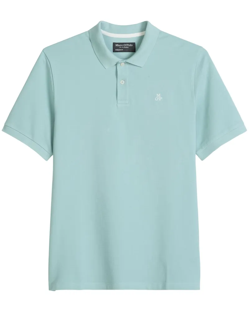 Marc O'Polo Piqué-Poloshirt aus Bio-Baumwolle mit Label-Stickerei, Regular Fit in Türkis