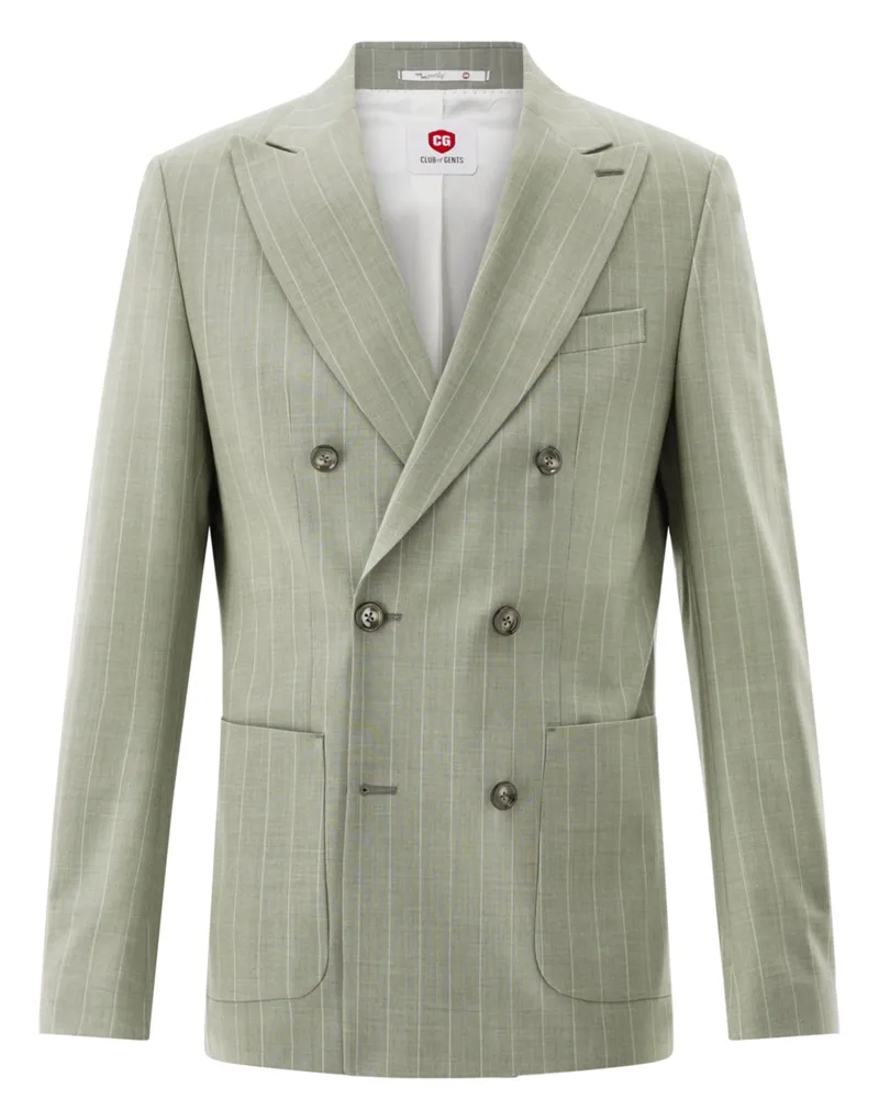 CG Zweireihiges Sakko Phinix aus Schurwolle mit Nadelstreifen, Slim in Grün