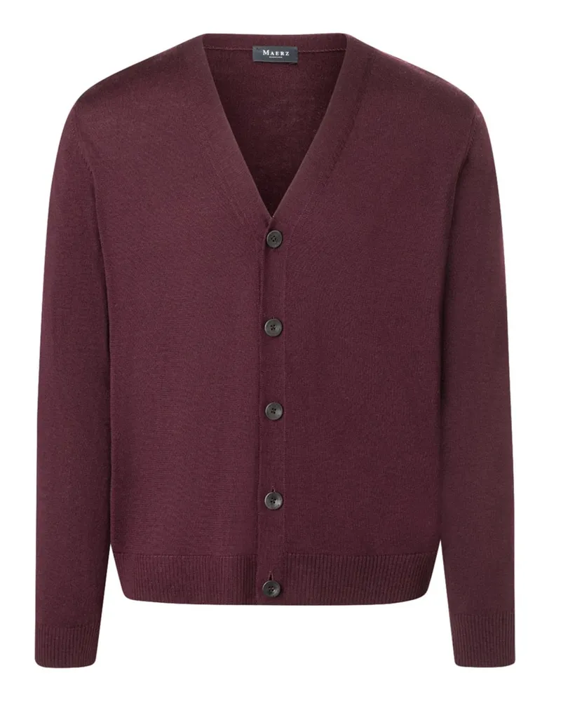 Maerz Leichte Strickjacke aus Superwash-Merinowolle mit V-Neck, Regular in Bordeaux