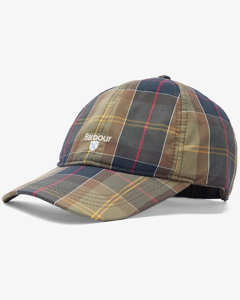 Barbour Baseball Cap mit Tartanmuster und Logo-Stickerei in Oliv