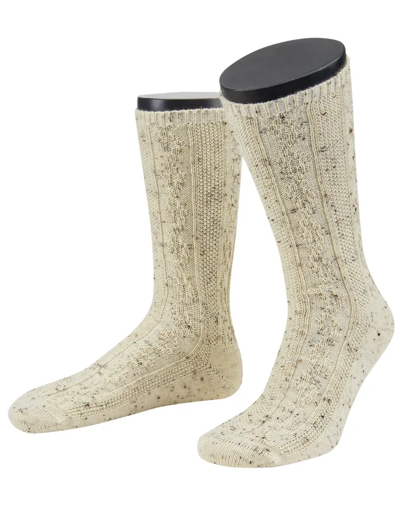 Lusana Trachtensocken aus Merinowolle in Sand