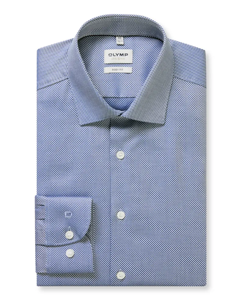 Olymp Level Five, Body Fit, Hemd mit Stretch und Struktur in Marine