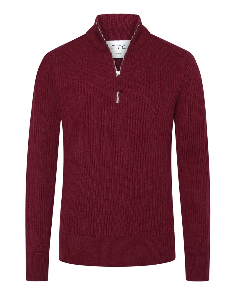 FTC Cashmere Softer Troyer aus Kaschmir in Rippstrickstruktur in Bordeaux