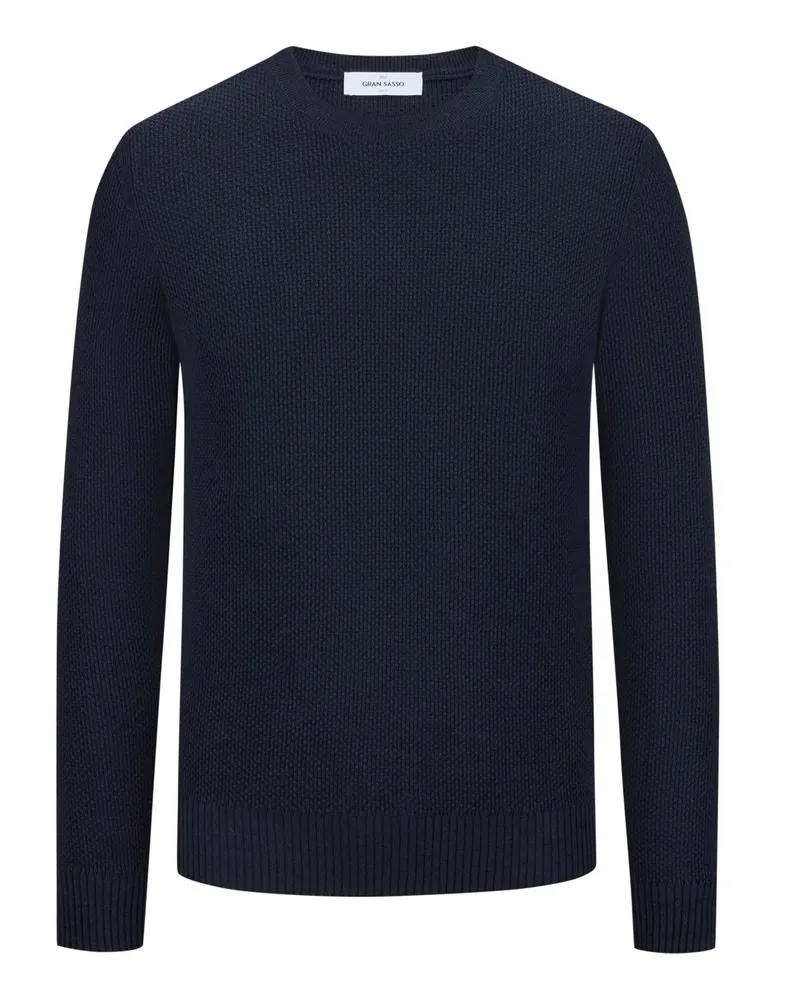 Gran Sasso Softer Pullover aus Merinowolle in Perlstrick in Marine