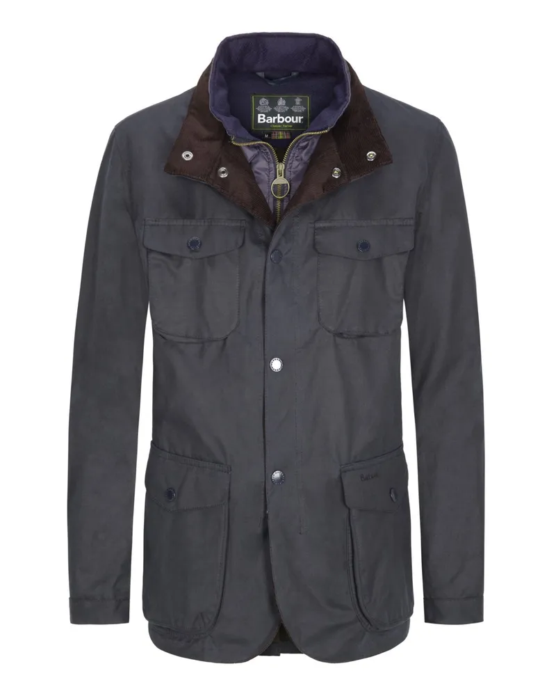 Barbour Fieldjacket Ogston mit Steppblende und Wachs-Beschichtung in Marine