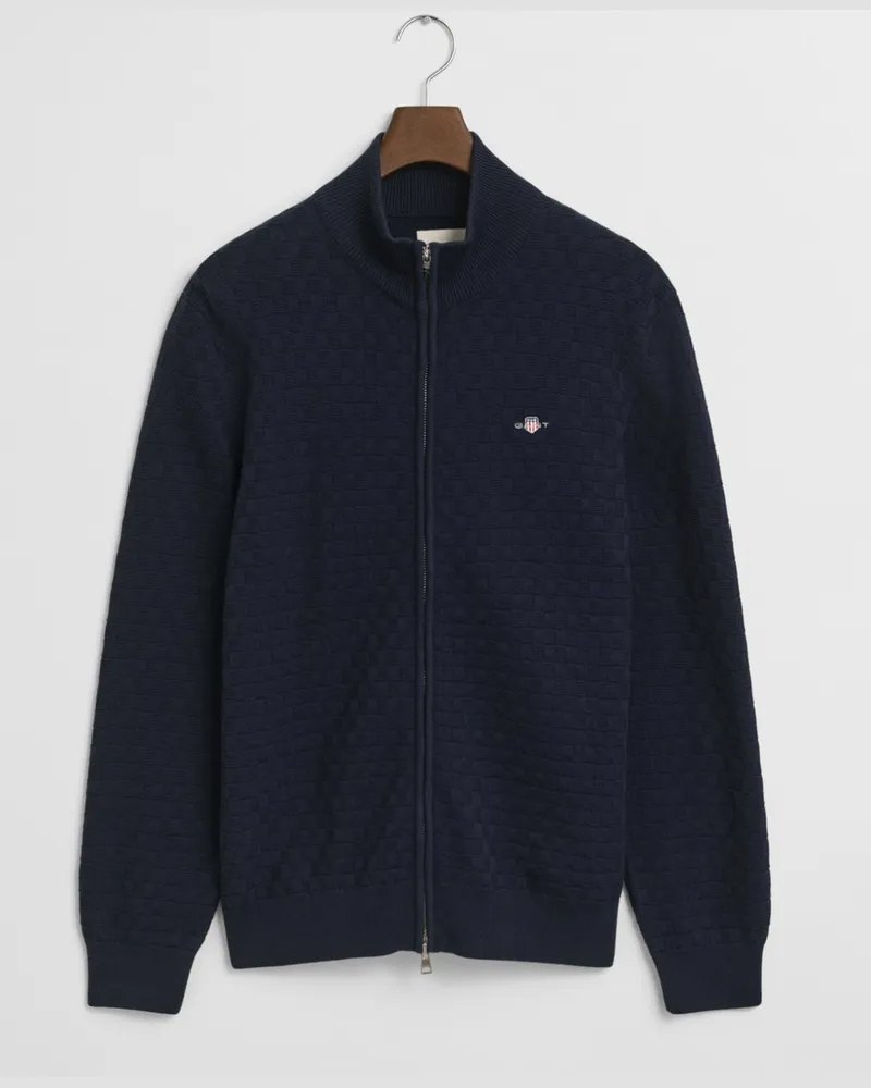 Gant Strickjacke aus Bio-Baumwolle mit Struktur, Regular Fit in Marine