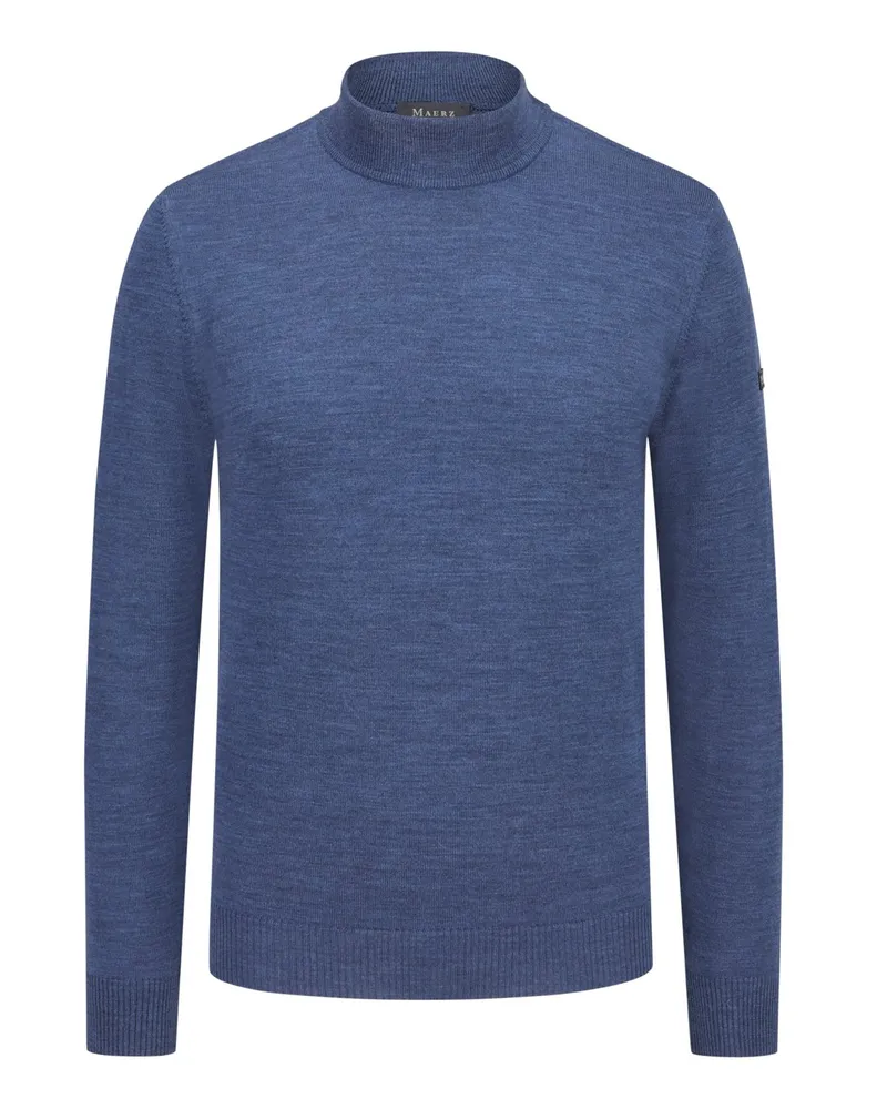 Maerz Pullover aus Merinowolle mit Turtleneck in Mittelblau