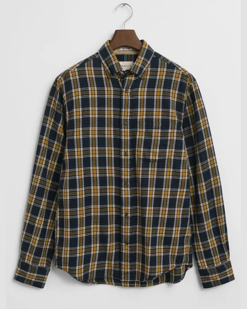 Gant Softes Flanellhemd mit Karomuster, Regular Fit in Marine