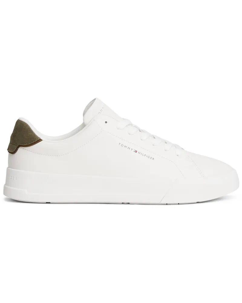 Tommy Hilfiger Sneaker aus Glattleder mit Velours-Details und Logo-Prägung in Weiß