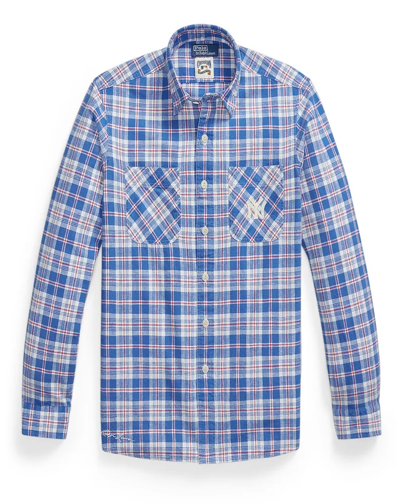 Ralph Lauren Sporthemd aus MLB-Edition mit New York Yankees-Aufnäher in Blau