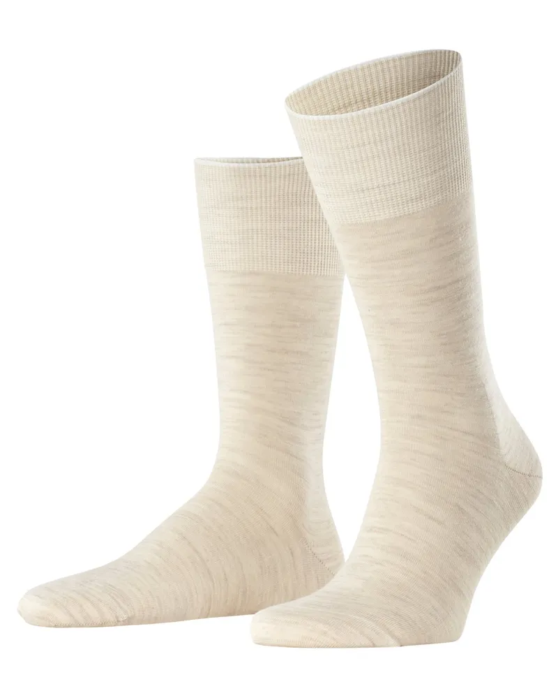 Falke Glatte Socken Airport mit klimaregulierender Merinowolle in Offwhite