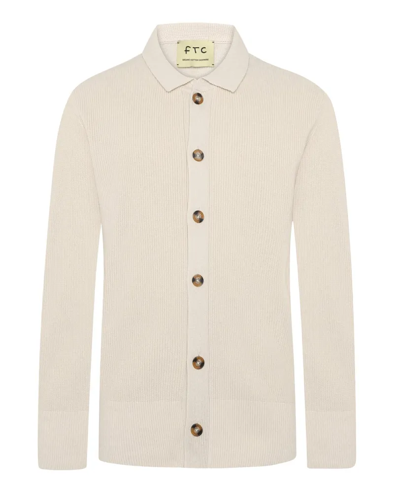 FTC Cashmere Cardigan aus einem Baumwolle-Kaschmir-Mix in Beige