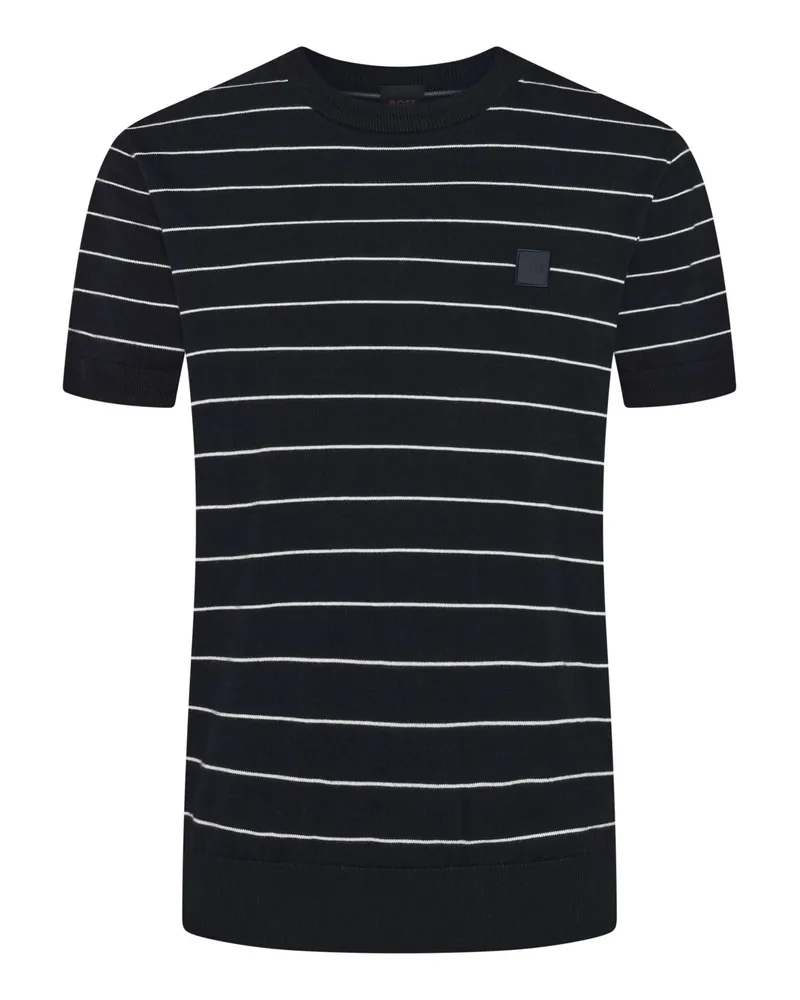 HUGO BOSS T-Shirt aus Baumwollmischung mit Nadelstreifen in Blau