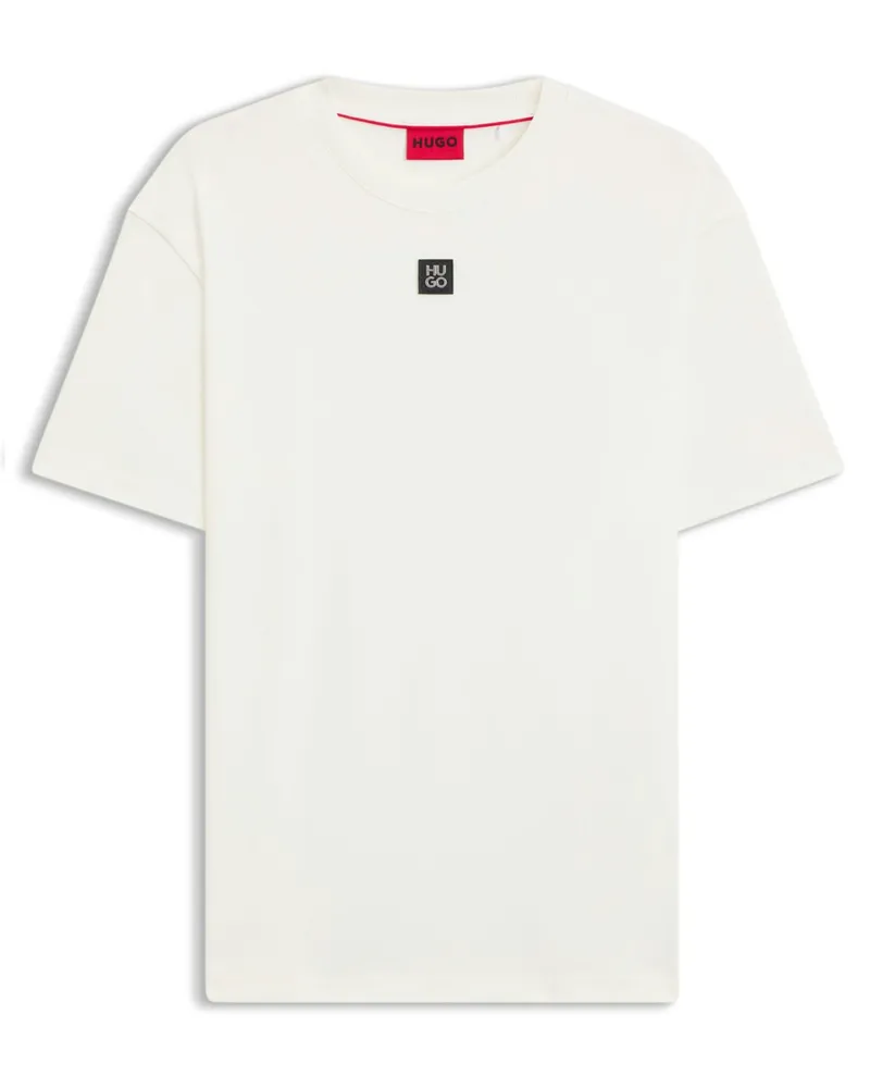 HUGO BOSS T-Shirt aus softer Baumwolle mit Logo-Aufnäher in Offwhite
