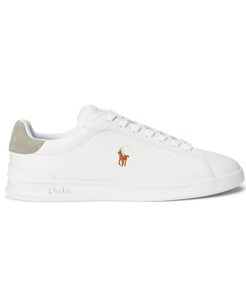 Ralph Lauren Sneaker aus Glattleder mit Pony-Stickerei in Weiß