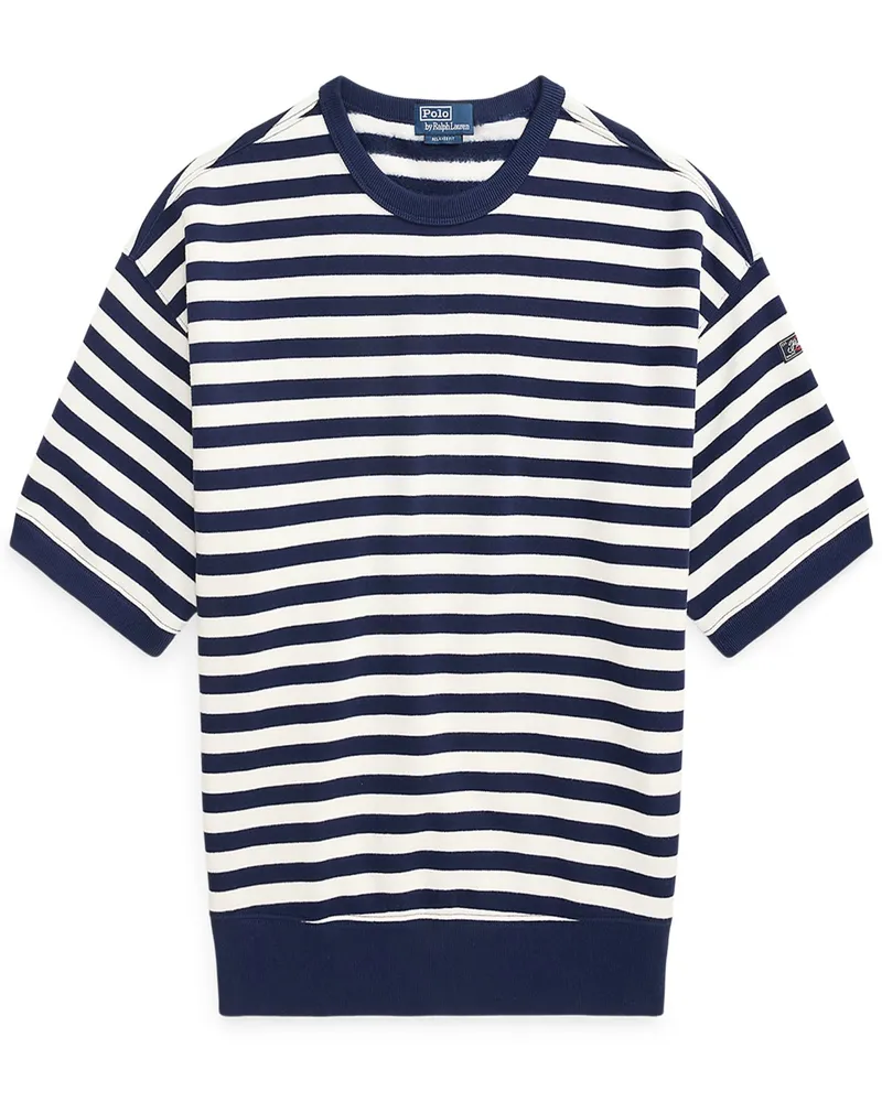 Ralph Lauren T-Shirt in softer Sweat-Qualität mit Ringelstreifen, Relaxed Fit in Marine