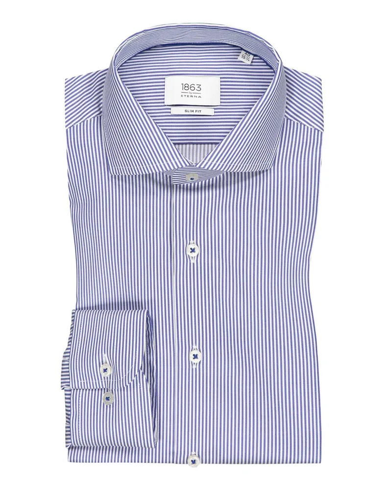 Eterna Hemd mit Streifen, Slim Fit in Blau