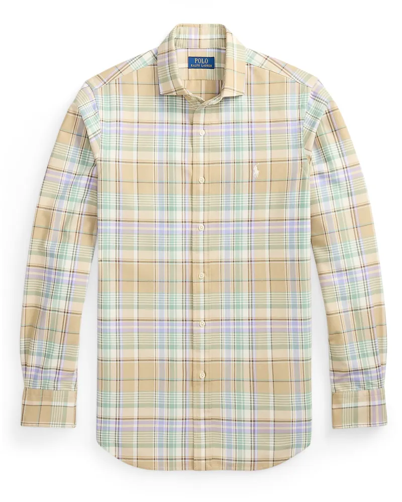 Ralph Lauren Oxfordhemd mit Check-Muster und Logo-Stickerei, Custom Fit in Beige