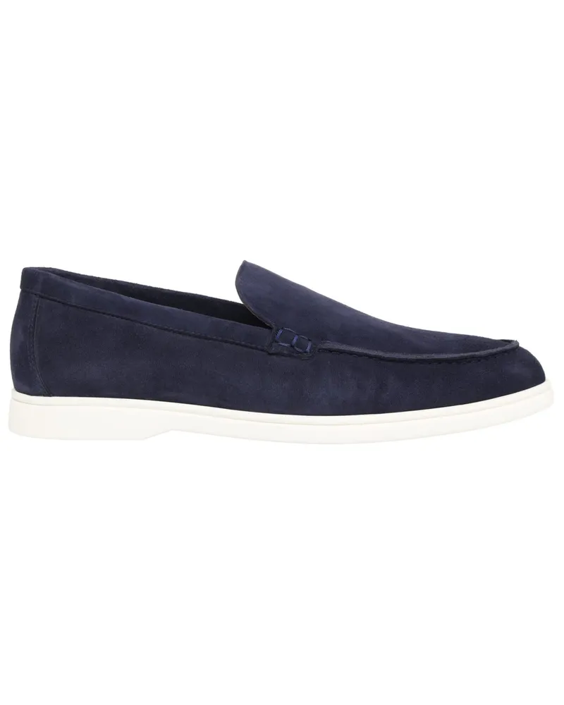 SCHUHE & HANDWERK Handgefertigte Veloursleder-Loafer mit Sneaker-Sohle in Marine