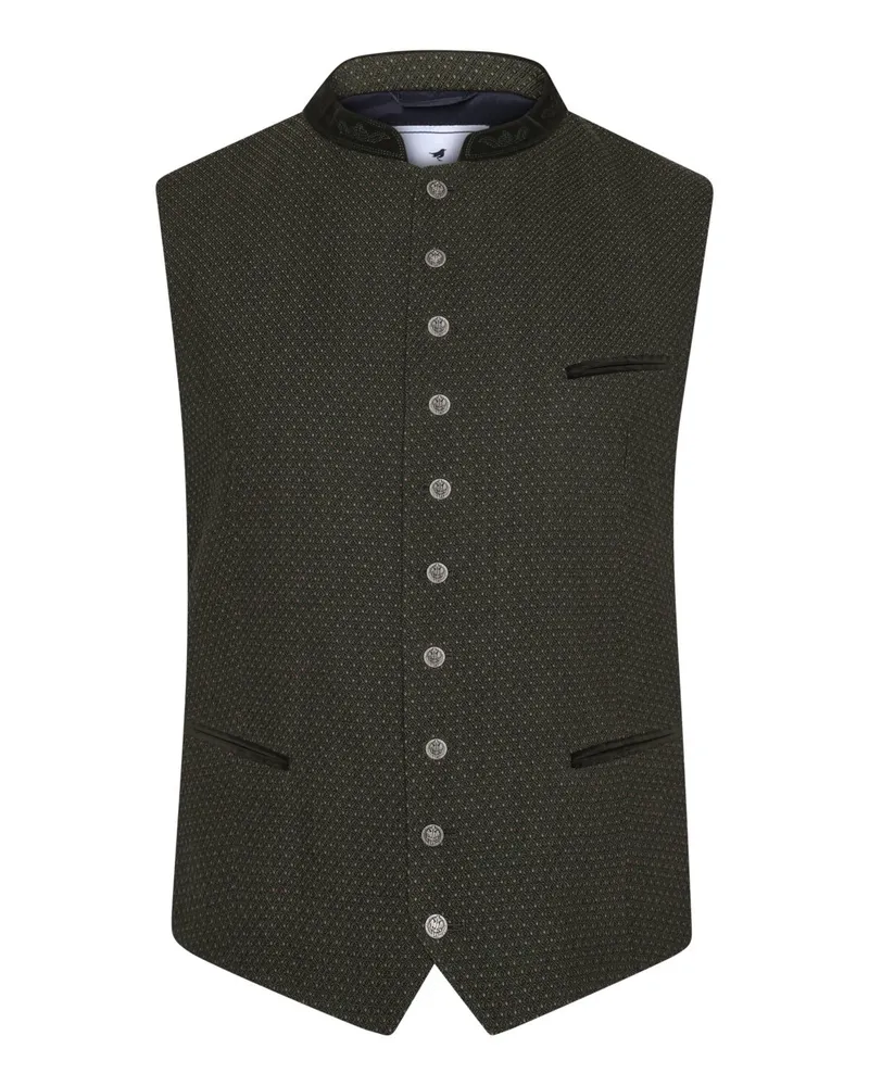 Amsel Trachtenweste Gustav mit Muster, Struktur und Stretch in Oliv